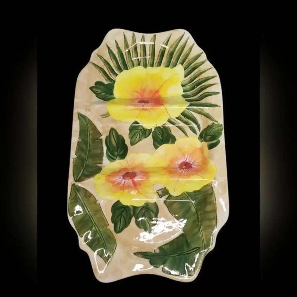 Royal Palm By‎ NANETTE VACHER  3 sect. Serving Trey AMBIANCE COLLECTION